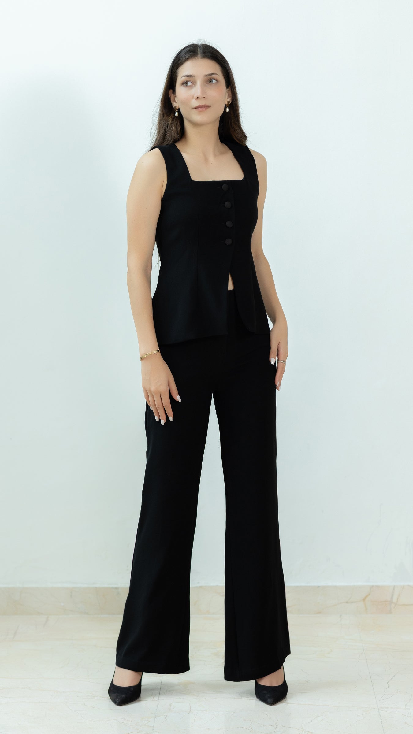 The Rooh High Waisted Straight Pant – Black