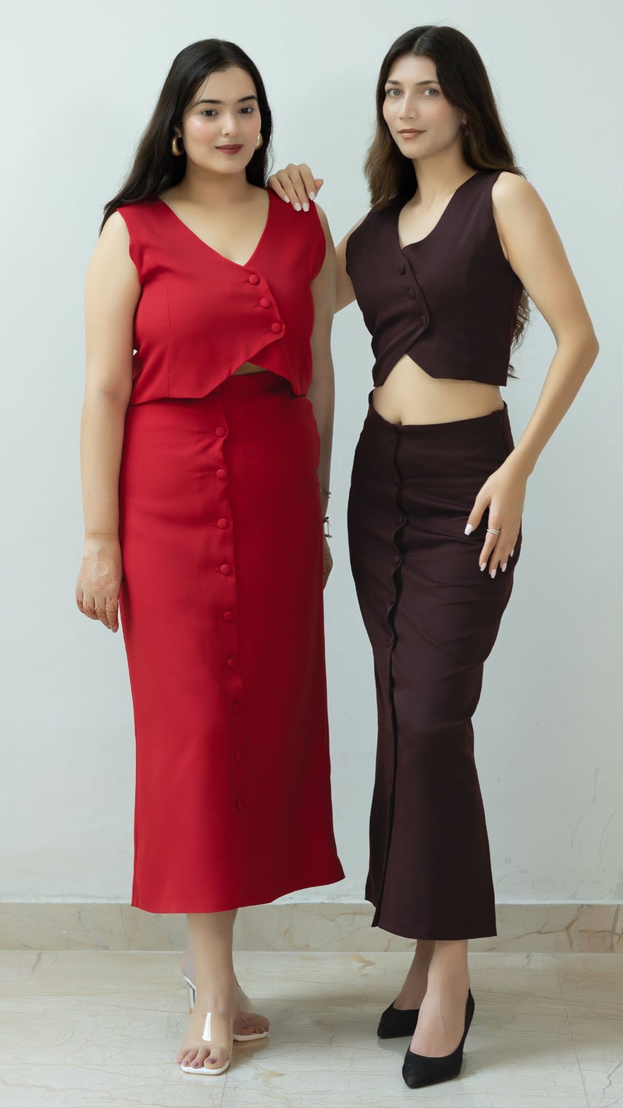 The Ora Set – Waistcoat & Skirt in Brown