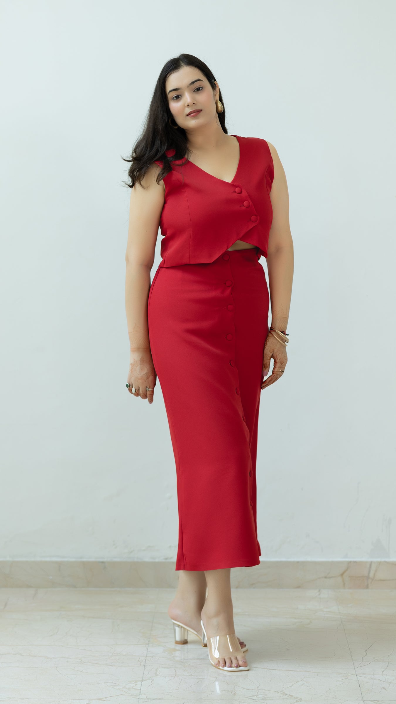 The Ora Set – Waistcoat & Skirt in Red