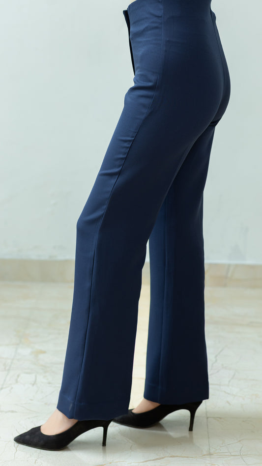 The Nira High Waisted Flared Pants – Navy