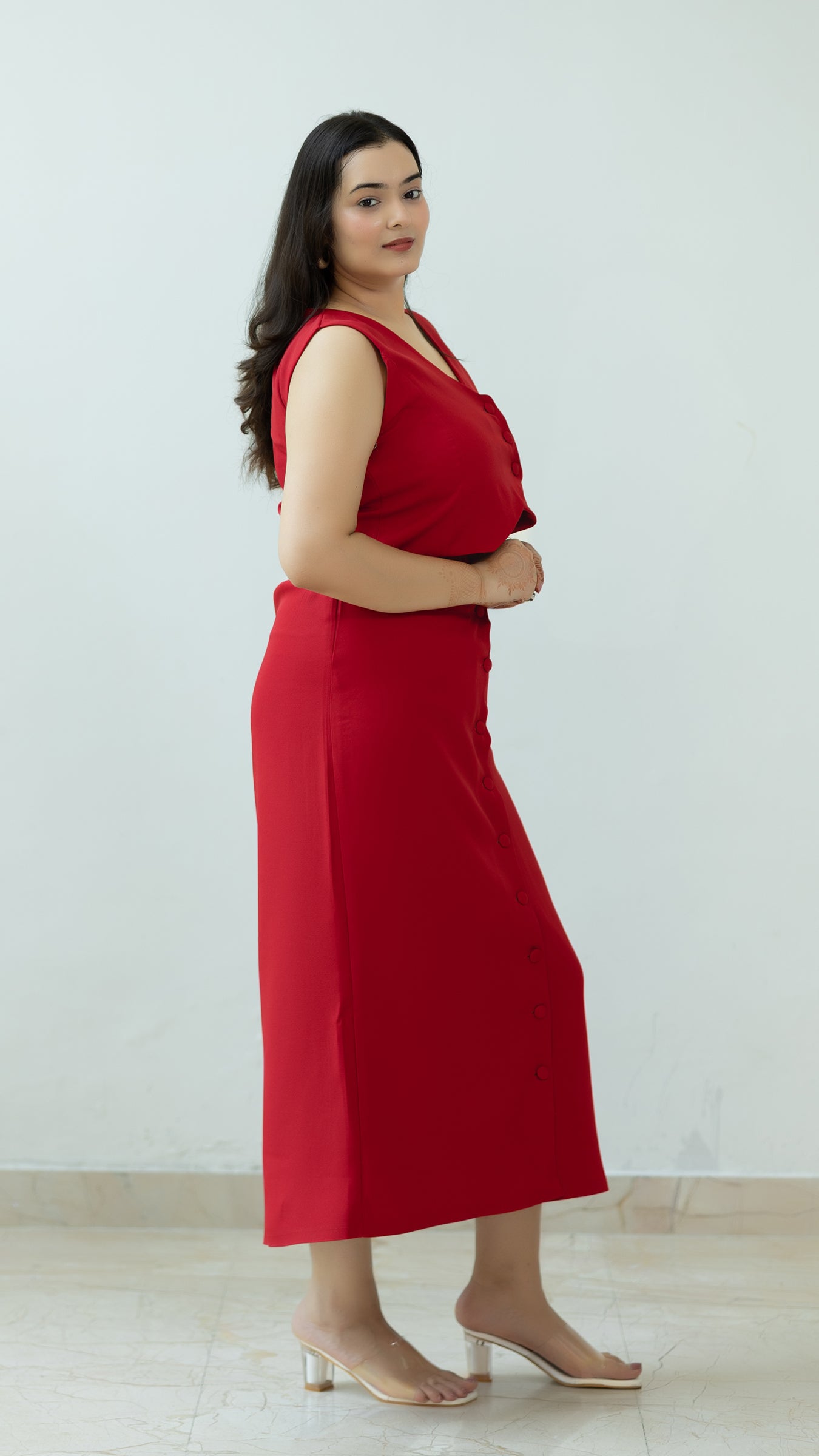 The Ora Set – Waistcoat & Skirt in Red