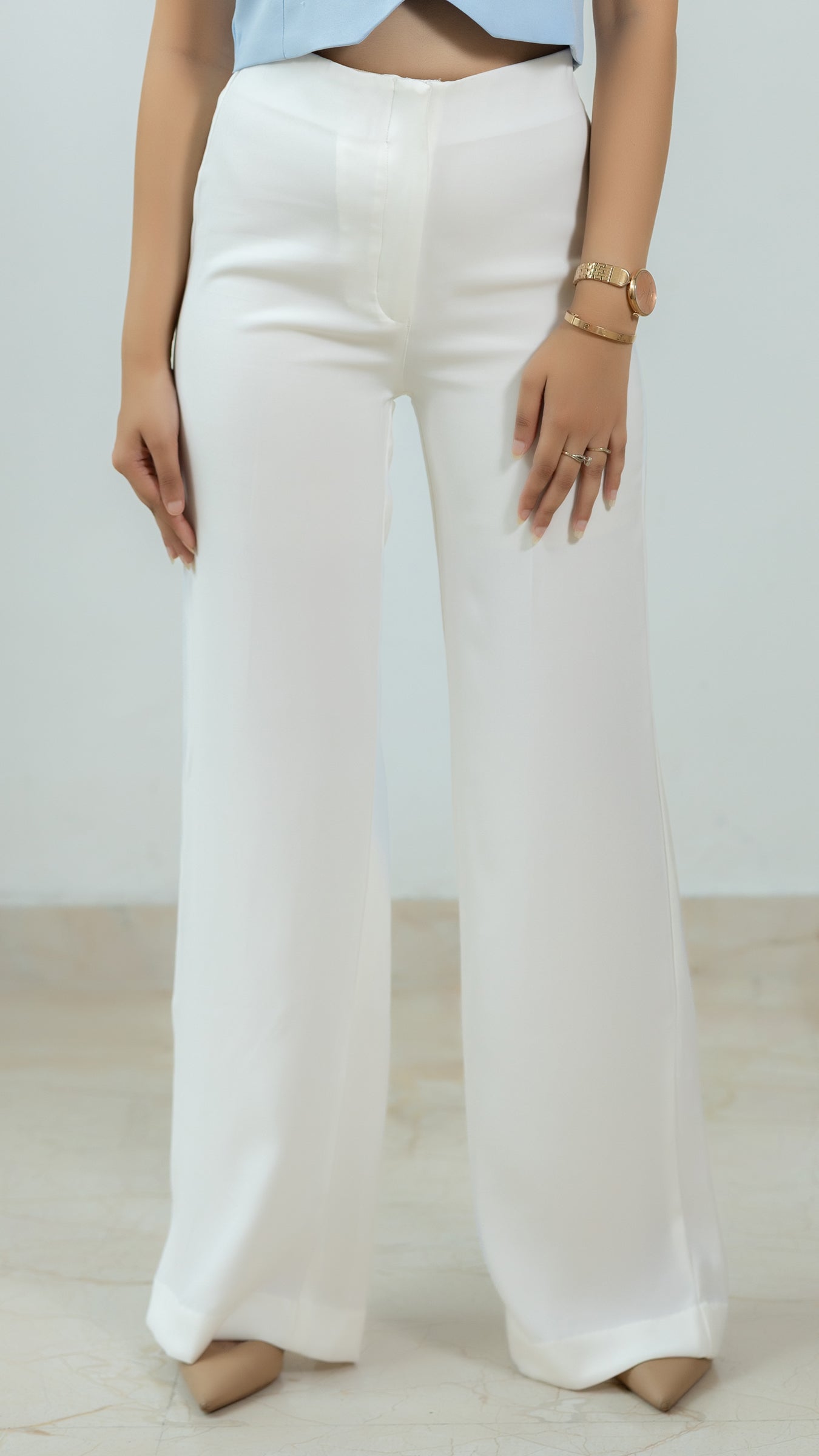 The Rooh High Waisted Straight Pant – White