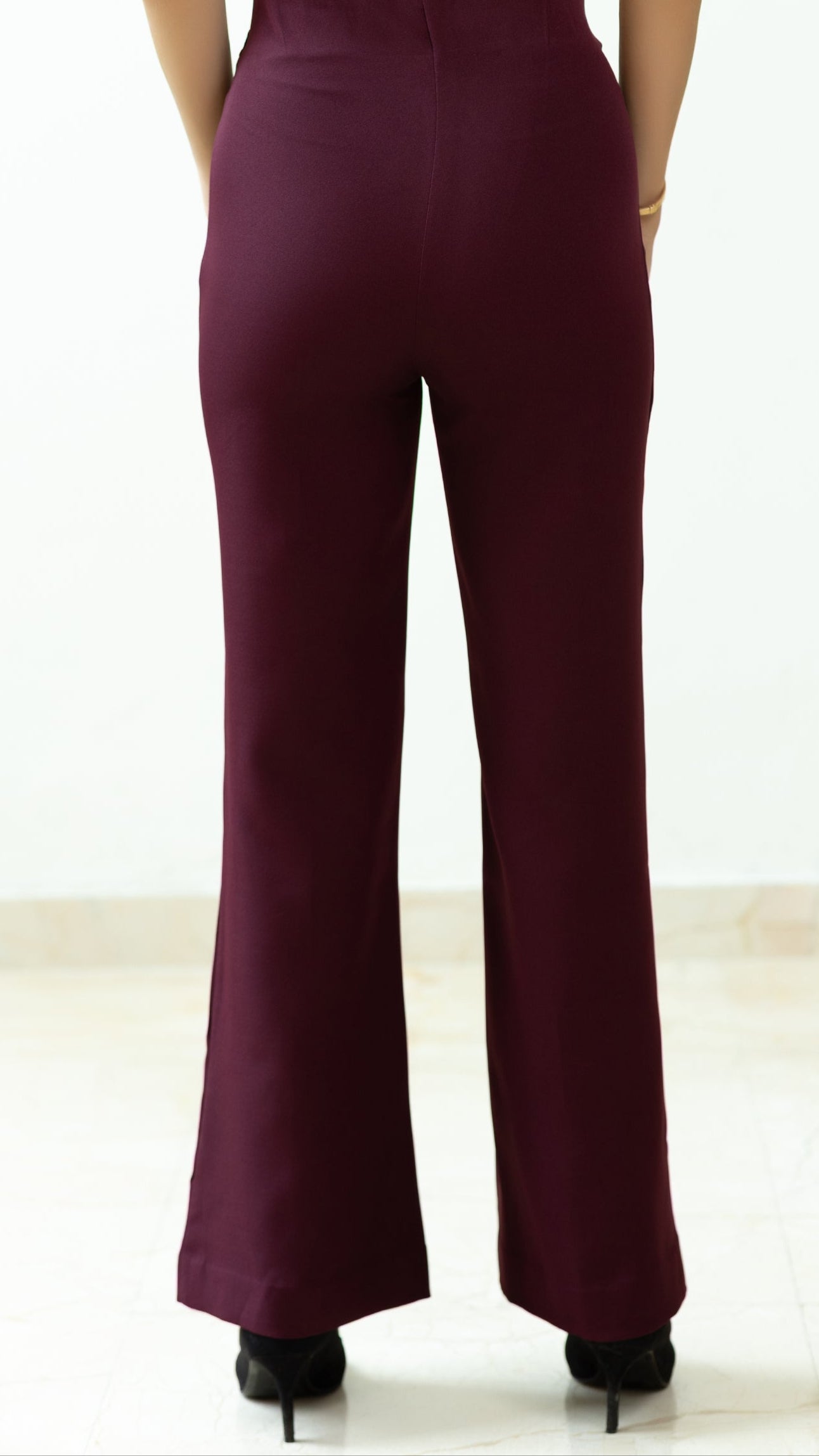 The Nira High Waisted Flared Pants – Wine