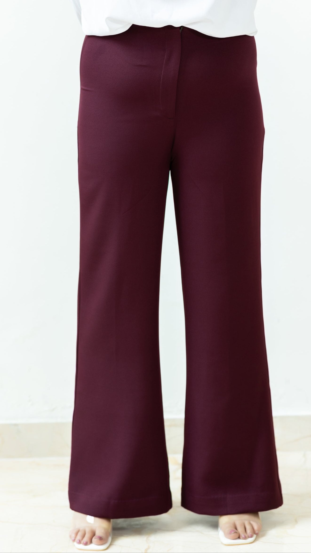 The Nira High Waisted Flared Pants – Wine