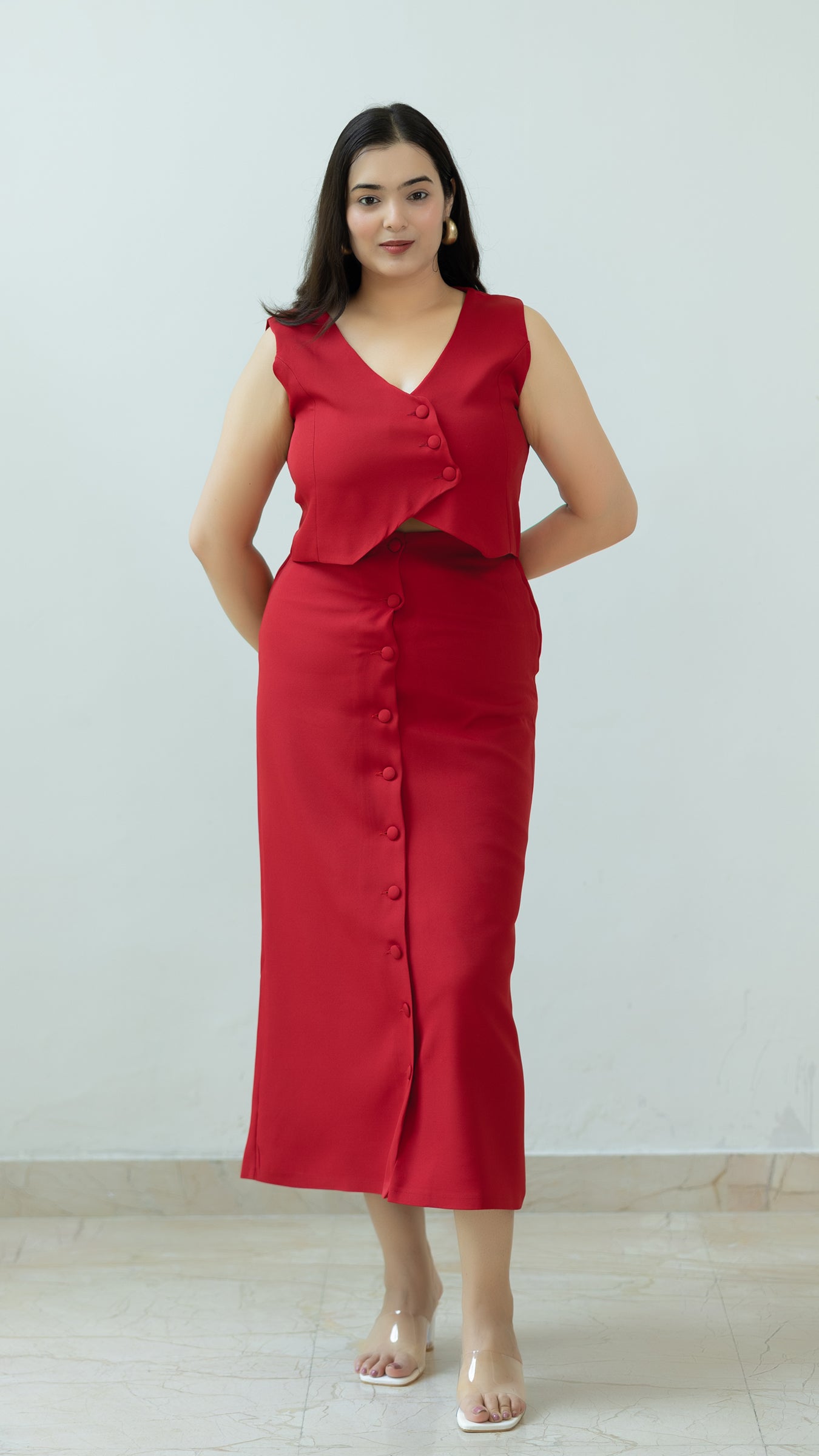 The Ora Set – Waistcoat & Skirt in Red