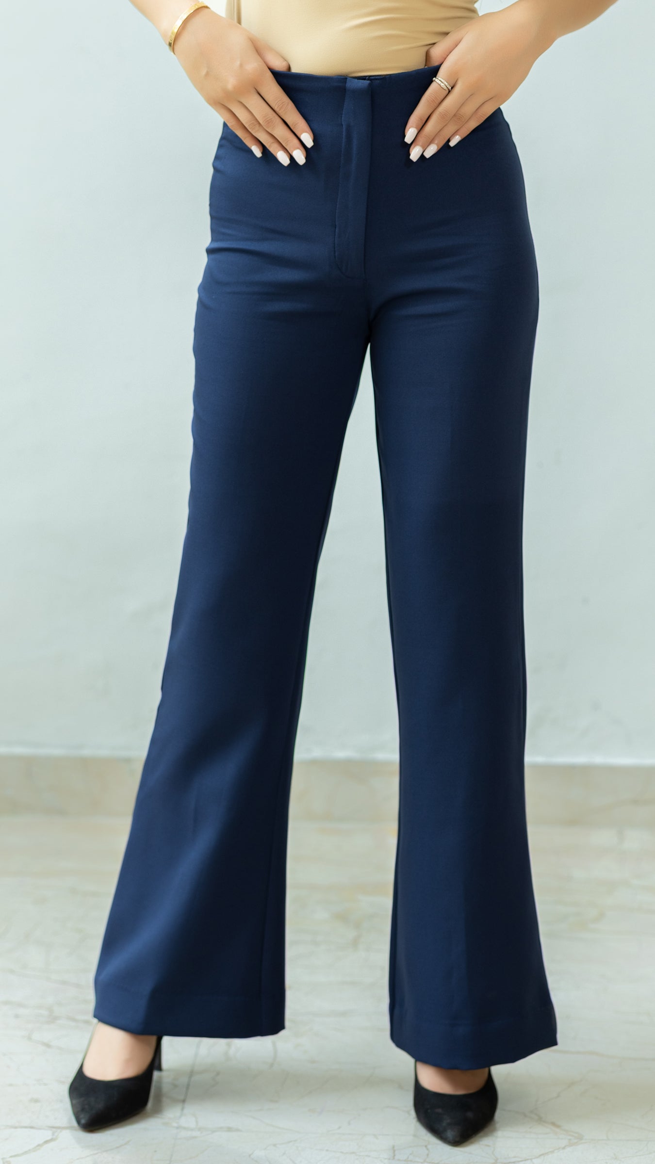 The Nira High Waisted Flared Pants – Navy