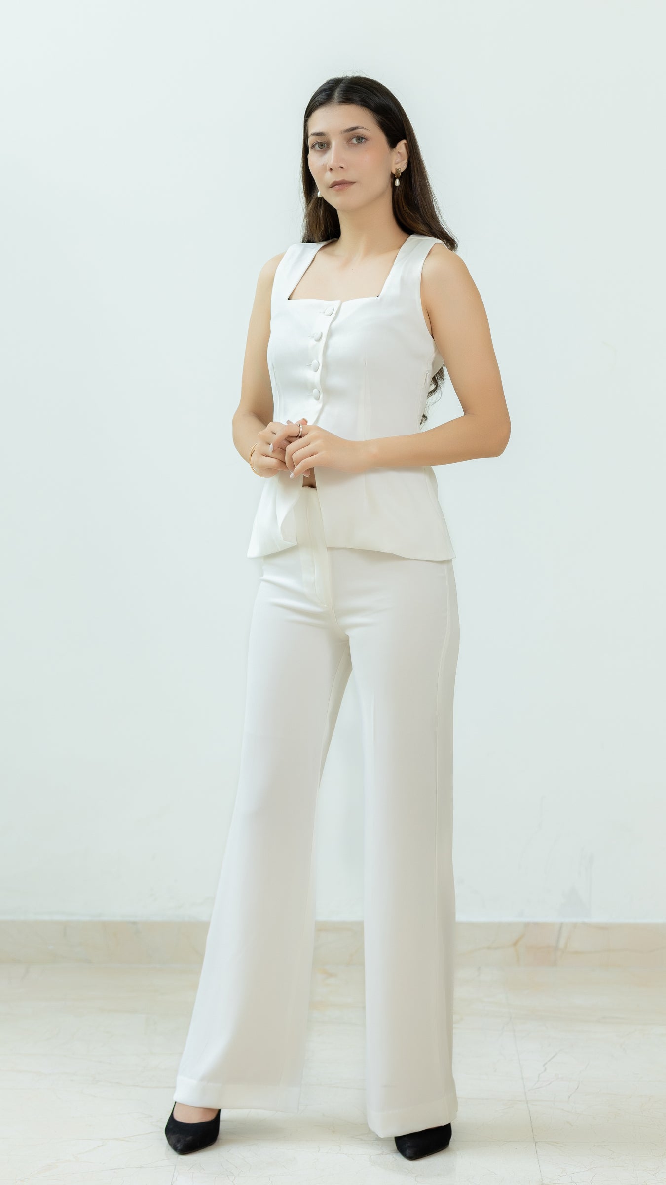 The Rooh High Waisted Straight Pant – White