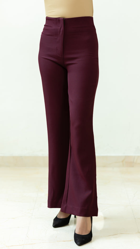 The Nira High Waisted Flared Pants – Wine
